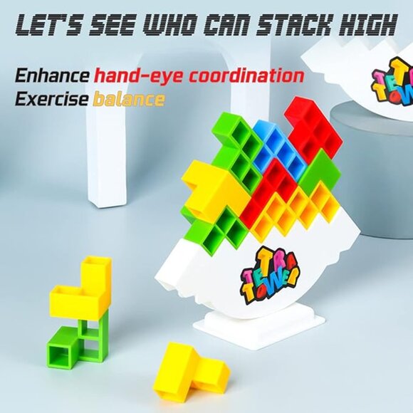Tetris Tower Game - 48 Pcs Tetra Tower Stacking Game, Balance Perception, 48pcs - Picture 5 of 5
